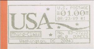 Stamp, Washington, DC, Machine 83, United States of America,  , Letters (Alphabet), Numbers
