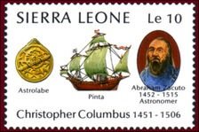 Stamp, "Pinta" and Abraham Zacuto, Sierra Leone,  , Discoveries