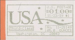 Stamp, Washington, DC, Machine 11, United States of America,  , Letters (Alphabet), Numbers
