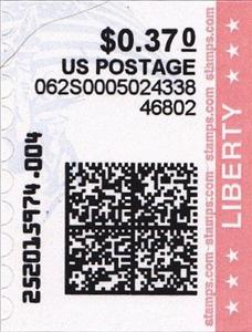 Stamp, Statue of Liberty and Flag, United States of America,  