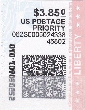 Stamp, Liberty Bell and Flag, United States of America,  