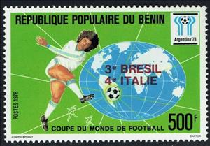 Stamp, Argentina Victory At 1978 World Cup Football Overprints, Benin,  , Football (Soccer), Sports