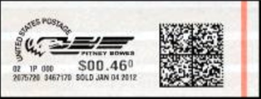 Stamp, Pitney Bowes With Eagle at Left, United States of America,  