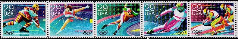 Se-tenant, Winter Olympics Strip of 5, United States of America,  , Olympic Games