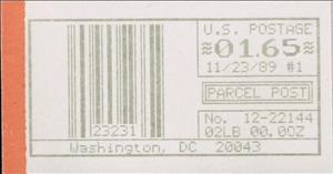 Stamp, Washington, DC, Machine 12, United States of America,  , Letters (Alphabet), Numbers