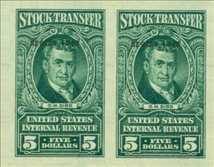 Revenue Stamp, Stock Transfer/G.M. Bibb, United States of America,  , Famous People, Men, Politicians