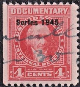 Revenue Stamp, Series 1945/Albert Gallatin, United States of America,  , Diplomates, Famous People, Linguists, Men, Politicians