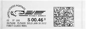 Stamp, Pitney Bowes With Eagle at Left, United States of America,  