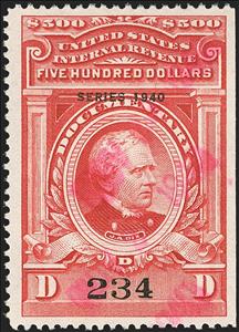 Revenue Stamp, Series 1940/J. A. Dix, United States of America,  , Famous People, Men, Politicians