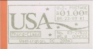 Stamp, Washington, DC, Machine 83, United States of America,  , Letters (Alphabet), Numbers