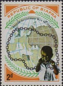 Stamp, Symbolic representation, Biafra,  , Anniversaries and Jubilees, Children, Maps