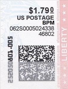 Stamp, Statue of Liberty and Flag, United States of America,  