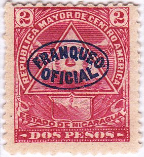 Stamp, Coat of Arms in a triangle, Nicaragua,  