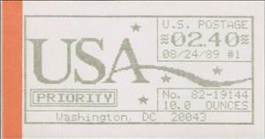 Stamp, Washington, DC, Machine 82, United States of America,  , Letters (Alphabet), Numbers