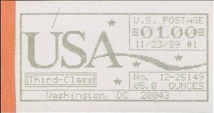 Stamp, Washington, DC, Machine 12, United States of America,  , Letters (Alphabet), Numbers