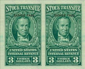 Revenue Stamp, Stock Transfer/Walter Forward, United States of America,  , Famous People, Men, Politicians