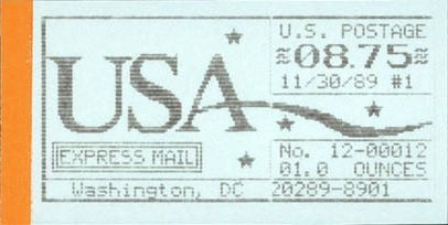 Stamp, Washington, DC, Machine 12, United States of America,  , Letters (Alphabet), Numbers