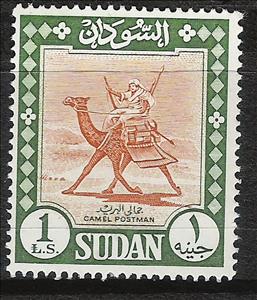 Stamp, Postman with Dromedary (Camelus dromedarius), Sudan,  , Animals (Fauna), Camels, Mammals, Postmen