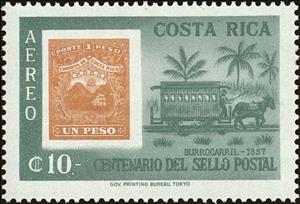 Stamp, Stamp of 1863 and Donkey carriage (1857), Costa Rica,  , Postmen, Stamps