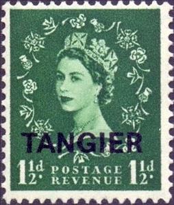 Stamp, Queen Elizabeth II, overprinted, Tangier, British Post Office,  , Crowns and Coronets, Famous People, Heads of State, Queens, Royalty, Women
