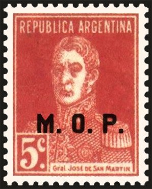 Stamp, José Francisco de San Martín (1778-1850), ovpt. “M.O.P.”, Argentina,  , Famous People, Freedom Fighters, Generals, Heroes, Men, Revolutions