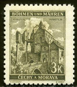 Stamp, Pernstein / Pernštejn, Bohemia and Moravia,  , Buildings, Castles, Landscapes