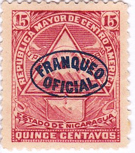 Stamp, Coat of Arms in a triangle, Nicaragua,  