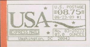 Stamp, Washington, DC, Machine 83, United States of America,  , Letters (Alphabet), Numbers