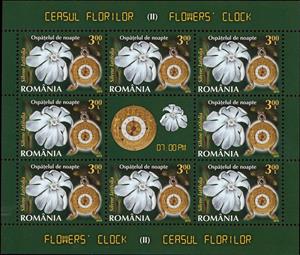 Mini Sheet, White campion (Silene latifolia Poir.) MS, Romania,  , Clocks, Flowers, Plants (Flora)