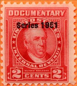 Revenue Stamp, Series 1951/Oliver Wolcott, United States of America,  , Famous People, Men, Politicians