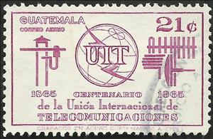 Stamp, 100 years of I.T.U - U.I.T, Guatemala,  , Telecommunication