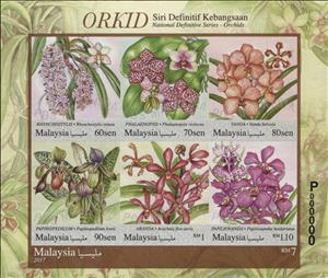 Souvenir Sheet, Series Of Malaysian Orchids, Malaysia,  , Flowers, Orchids, Plants (Flora)