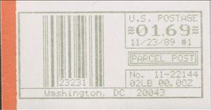 Stamp, Washington, DC, Machine 11, United States of America,  , Letters (Alphabet), Numbers