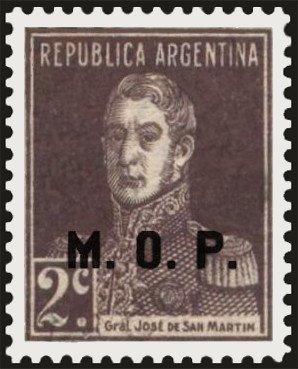 Stamp, José Francisco de San Martín (1778-1850), ovpt. “M.O.P.”, Argentina,  , Famous People, Freedom Fighters, Generals, Heroes, Men, Revolutions