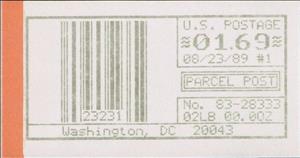 Stamp, Washington, DC, Machine 83, United States of America,  , Letters (Alphabet), Numbers