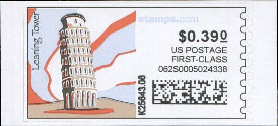 Stamp, Leaning Tower of Pisa, United States of America,  , Buildings, Monuments, Towers