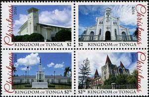 Se-tenant, Churches of Tonga, Tonga,  , Churches - Cathedrals - Basilicas - Chapels