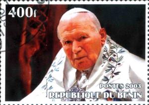 Stamp, Pope John Paul II, Cinderellas,  , Clergy, Famous People, Men, Popes, Saints