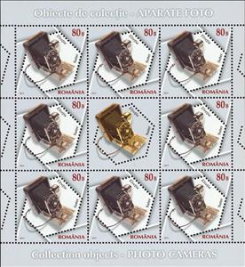 Mini Sheet, Manufacture D`optique E. Suter camera, Bale (Switzerland) MS, Romania,  , Cameras