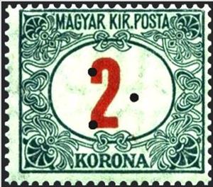 Stamp, Postage Due, triangular punching, Hungary,  