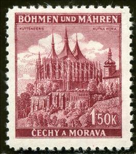 Stamp, Kuttenberg / Kutná Hora, Bohemia and Moravia,  , Buildings, Castles, Landscapes