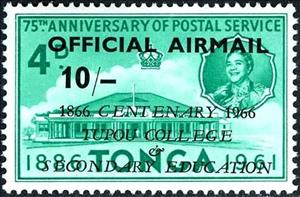 Stamp, Centenary of Tupou Collece-overprint, Tonga,  , Education