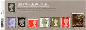 Souvenir Sheet, The Machin Definitive - Golden anniversary celebration, United Kingdom of Great Britain & Northern Ireland,  , Crowns and Coronets, Famous People, Heads of State, Queens, Royalty, Stamps, Women