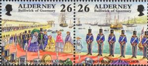 Se-tenant, 150th Anniv of Harbour, Alderney,  , Anniversaries and Jubilees, Heads of State, Military Forces, Rowing Boats