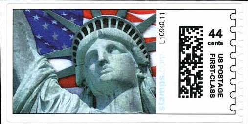 Flag behind Statue of Liberty