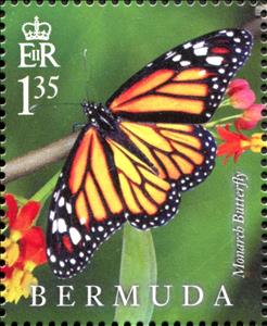 Stamp, Monarch Butterfly (Danaus plexippus), Bermuda,  , Butterflies