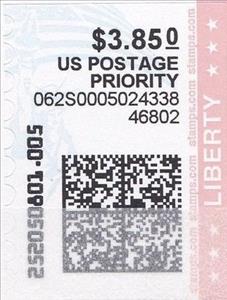 Stamp, Statue of Liberty and Flag, United States of America,  