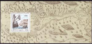 Souvenir Sheet, 400th Anniversary of Quebec, France,  , Explorers, Joint Issues, Maps, Sailing Ships, Ships, Shipwrecks