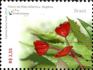 Stamp, Flowers of the Atlantic Forest - Begonia, Brazil,  , Flowers, Plants (Flora)