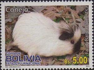 Stamp, Rabbit (Oryctolagus cuniculus forma domestica), Bolivia,  , Animals (Fauna), Mammals, Rabbits